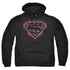 SUPERMAN/FUCHSIA FLAMES - ADULT PULLOVER HOODIE - BLACK