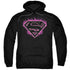 SUPERMAN/FUCHSIA FLAMES - ADULT PULLOVER HOODIE - BLACK