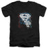 SUPERMAN/REAL HEROES NEVER DIE - S/S ADULT V-NECK 30/1 - BLACK