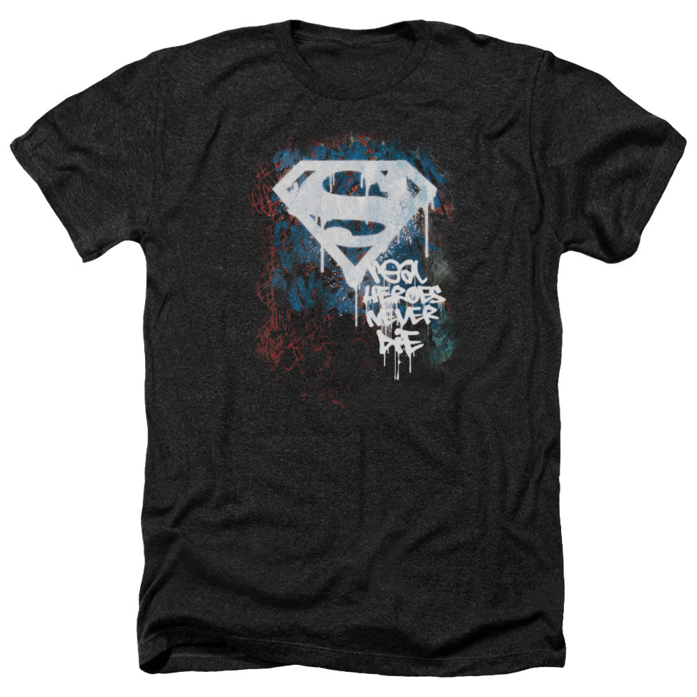 SUPERMAN/REAL HEROES NEVER DIE - ADULT HEATHER - BLACK