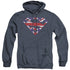 SUPERMAN/GREAT BRITIAN SHIELD - ADULT HEATHER HOODIE - NAVY