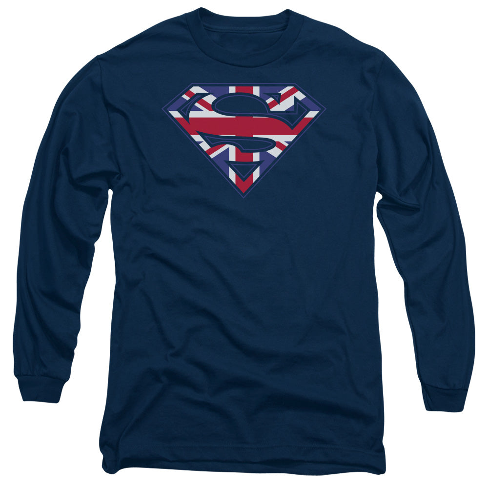 SUPERMAN/GREAT BRITIAN SHIELD - L/S ADULT 18/1 - NAVY