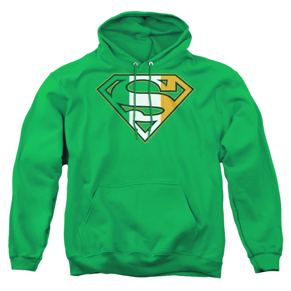 SUPERMAN/IRISH SHIELD - ADULT PULLOVER HOODIE - KELLY GREEN