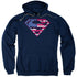 SUPERMAN/U S SHIELD - ADULT PULLOVER HOODIE - NAVY