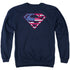 SUPERMAN/U S SHIELD - ADULT CREWNECK SWEATSHIRT - NAVY