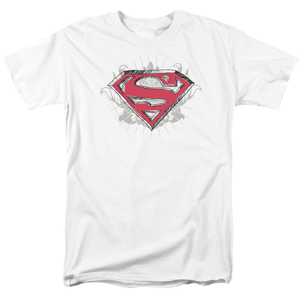 SUPERMAN/HASTILY DRAWN SHIELD - S/S ADULT 18/1 - WHITE