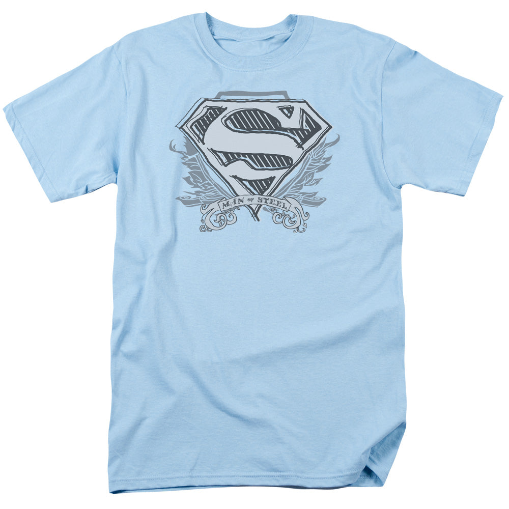 SUPERMAN/SKETCHY CREST SHIELD - S/S ADULT 18/1 - LIGHT BLUE
