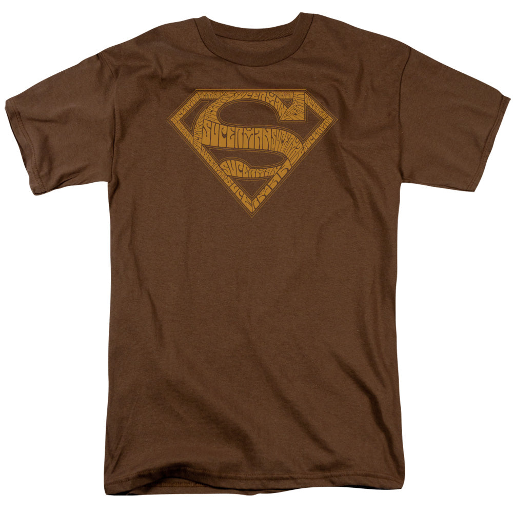 SUPERMAN/60s TYPE SHIELD - S/S ADULT 18/1 - COFFEE