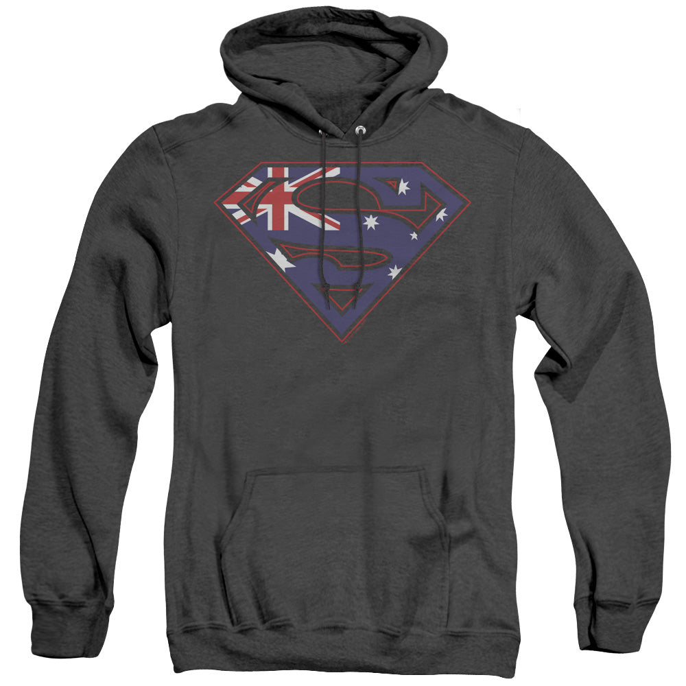 SUPERMAN/AUSTRALIAN SHIELD - ADULT HEATHER HOODIE - BLACK