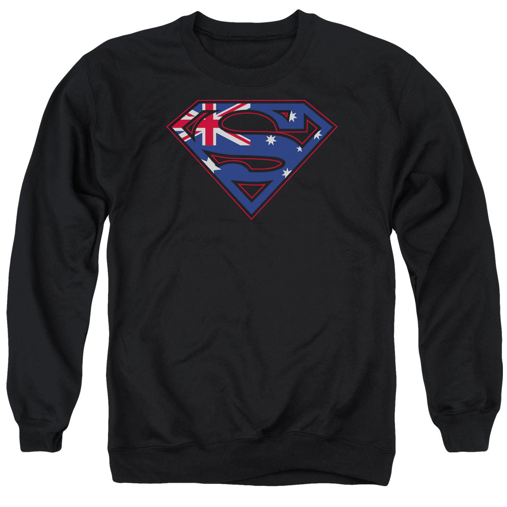 SUPERMAN/AUSTRALIAN SHIELD - ADULT CREWNECK SWEATSHIRT - BLACK