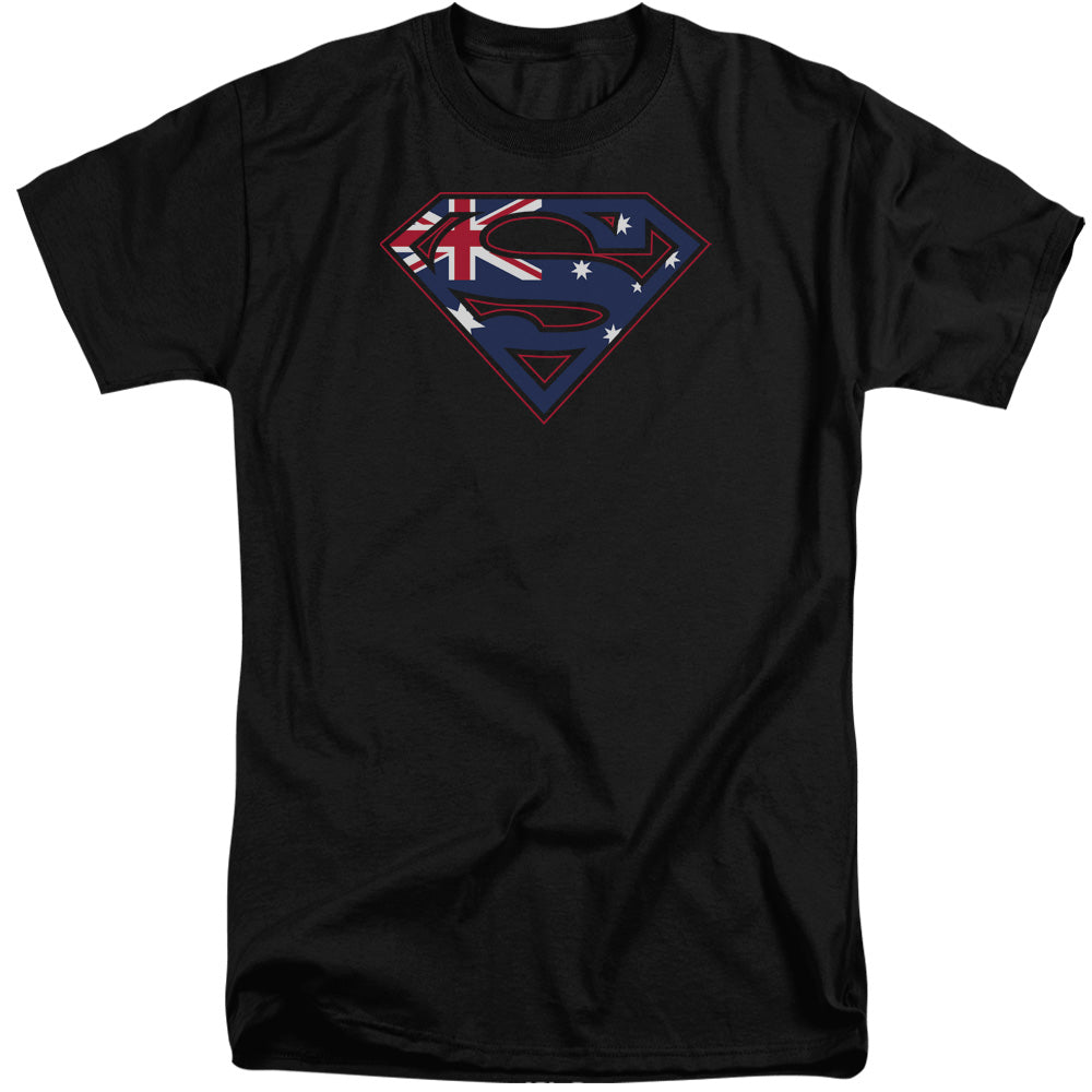 SUPERMAN/AUSTRALIAN SHIELD - S/S ADULT TALL 18/1 - BLACK