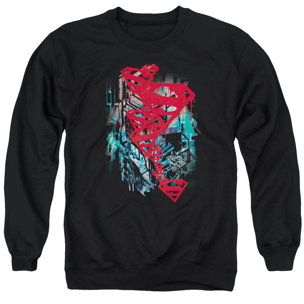 SUPERMAN/GRITTY - ADULT CREWNECK SWEATSHIRT - BLACK