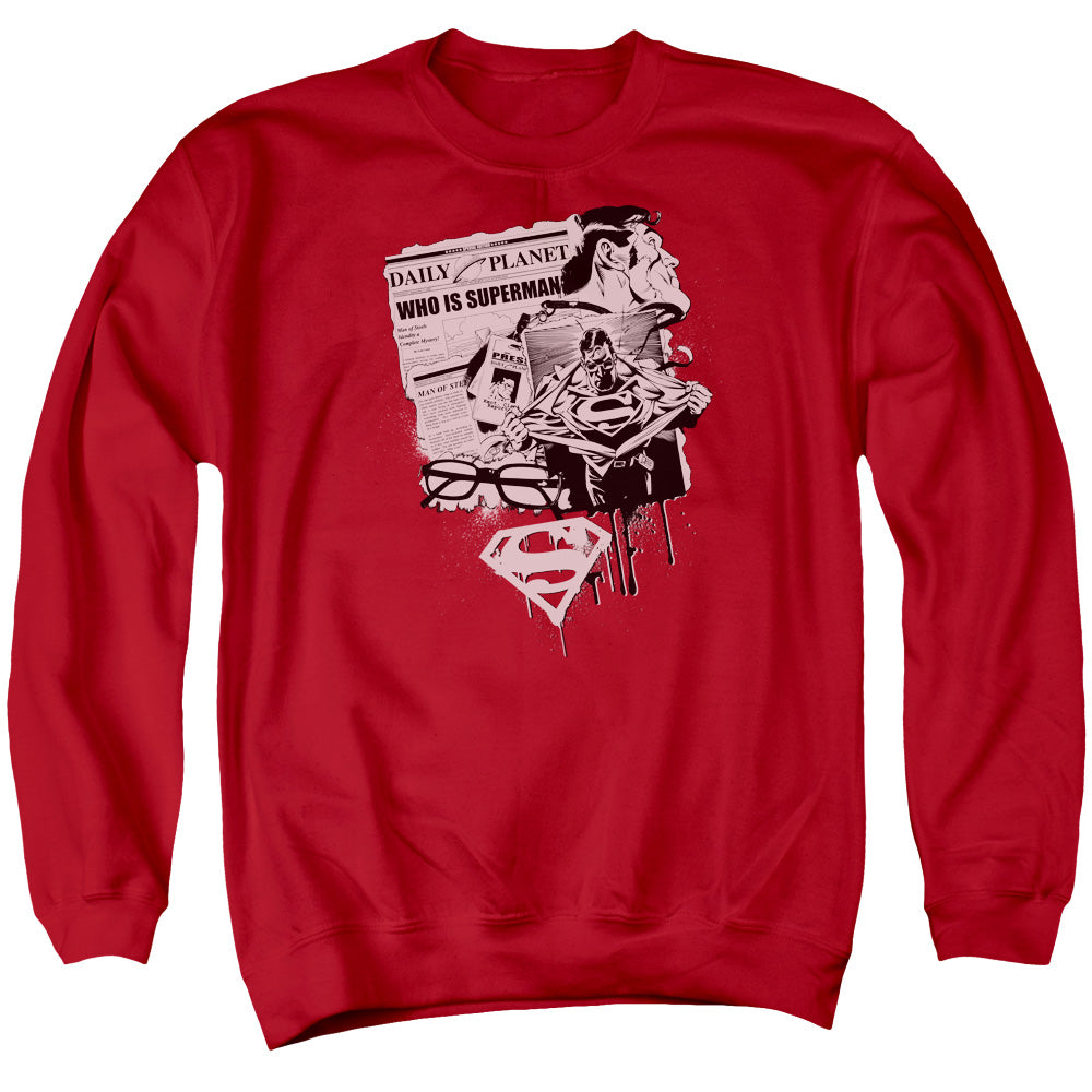 SUPERMAN/IDENTITY - ADULT CREWNECK SWEATSHIRT - RED