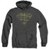 SUPERMAN/CAMO LOGO DISTRESSED - ADULT HEATHER HOODIE - BLACK
