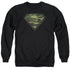 SUPERMAN/CAMO LOGO DISTRESSED - ADULT CREWNECK SWEATSHIRT - BLACK