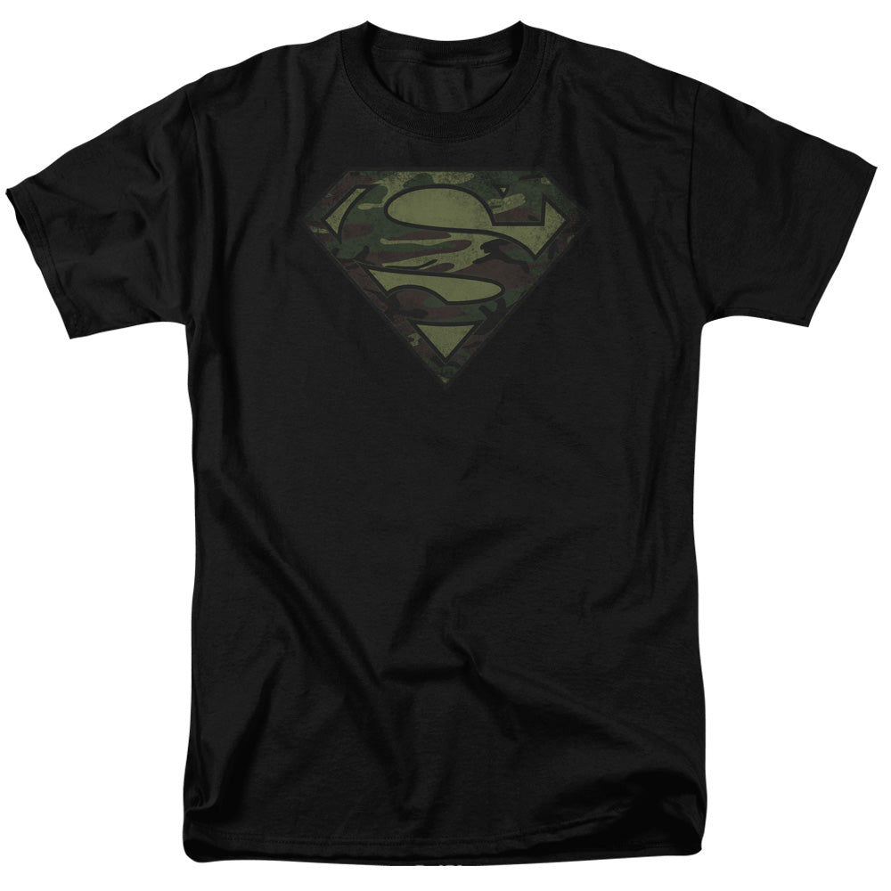 SUPERMAN/CAMO LOGO DISTRESSED - S/S ADULT 18/1 - BLACK