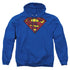 SUPERMAN/CHARCOAL SHIELD - ADULT PULLOVER HOODIE - ROYAL BLUE