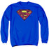 SUPERMAN/CHARCOAL SHIELD - ADULT CREWNECK SWEATSHIRT - ROYAL BLUE
