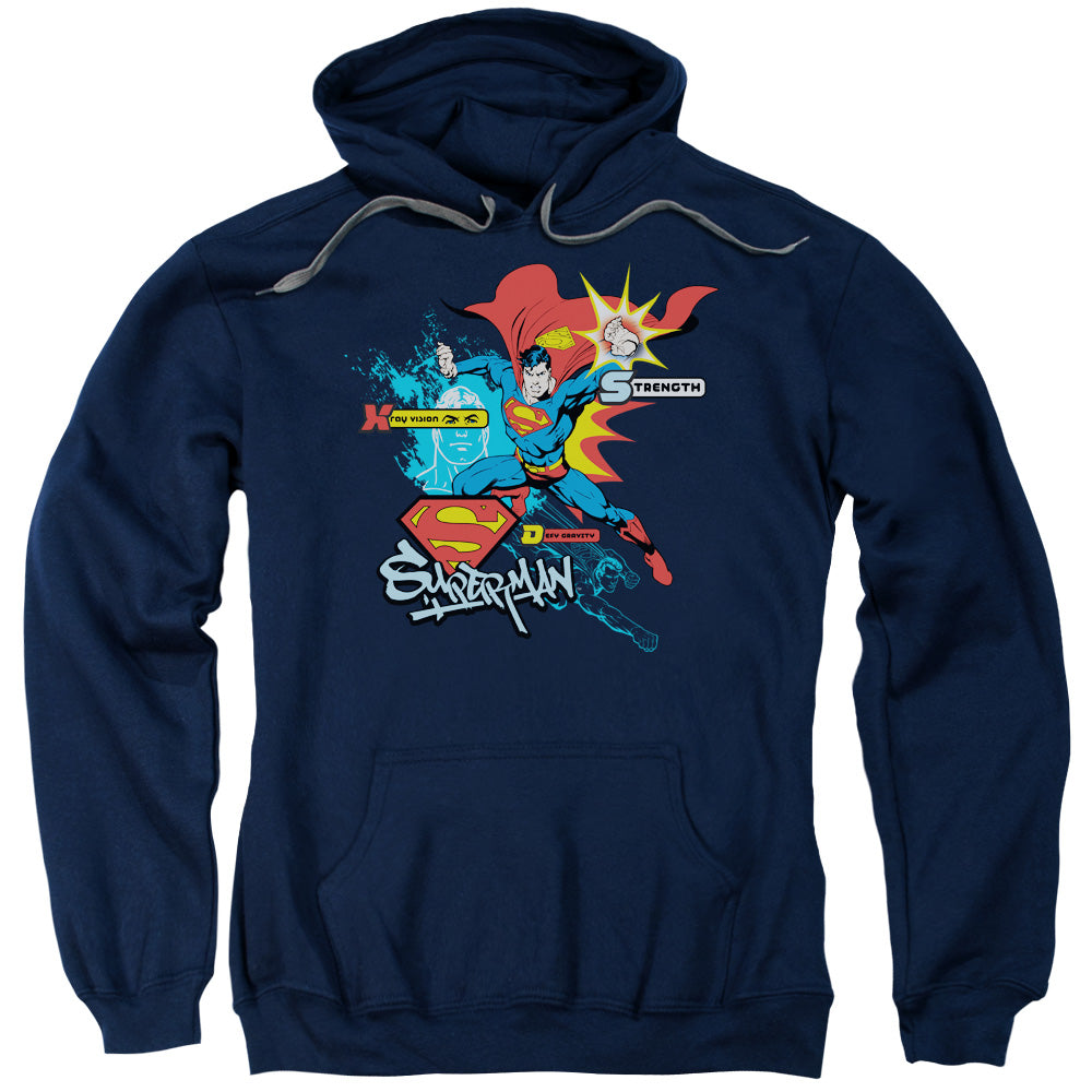 SUPERMAN/ABILITIES - ADULT PULLOVER HOODIE - NAVY