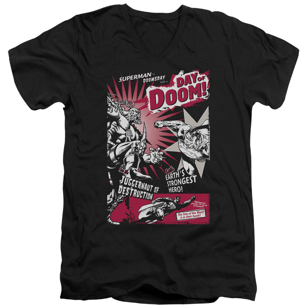 SUPERMAN/DAY OF DOOM - S/S ADULT V-NECK 30/1 - BLACK