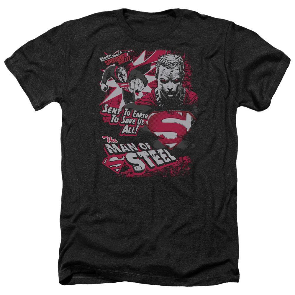 SUPERMAN/SAVE US ALL - ADULT HEATHER - BLACK
