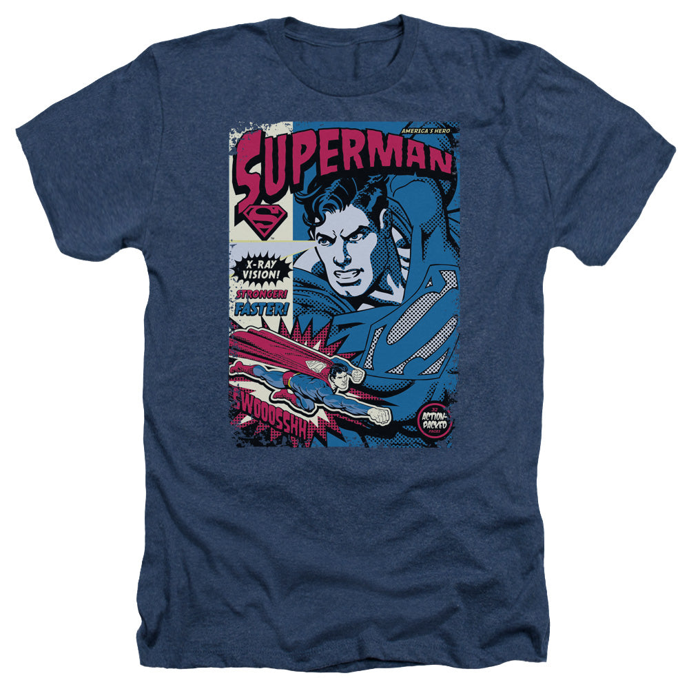SUPERMAN/ACTION PACKED - ADULT HEATHER - NAVY