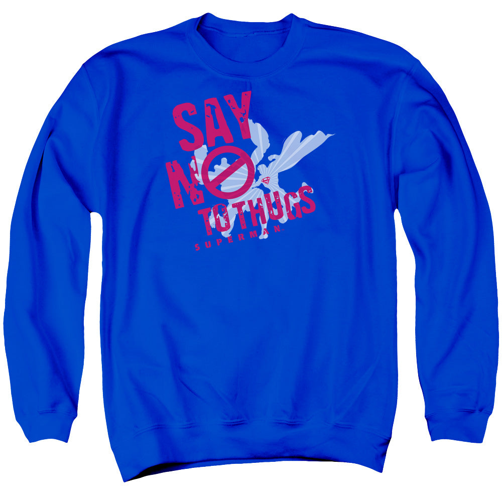 SUPERMAN/SAY NO TO THUGS - ADULT CREWNECK SWEATSHIRT - ROYAL BLUE