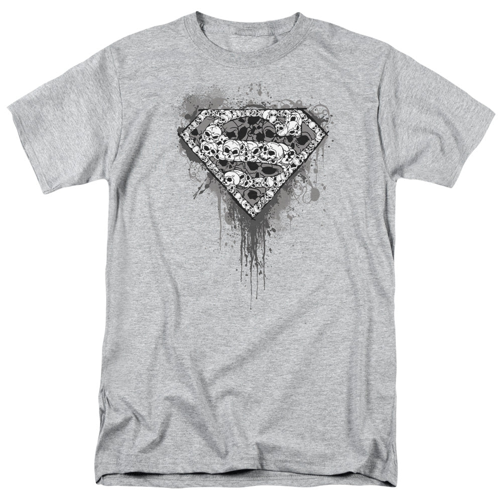 SUPERMAN/MANY SUPER SKULLS - S/S ADULT 18/1 - ATHLETIC HEATHER