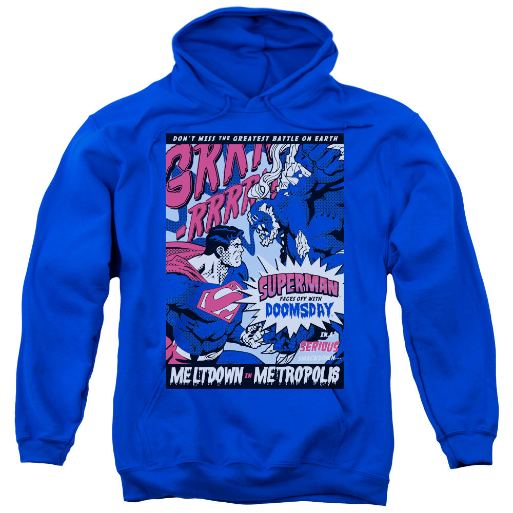 SUPERMAN/MELTDOWN - ADULT PULLOVER HOODIE - ROYAL BLUE