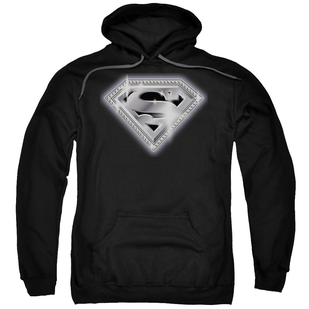 SUPERMAN/BLING SHIELD - ADULT PULLOVER HOODIE - BLACK