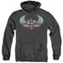 SUPERMAN/CHROME WINGS SHIELD - ADULT HEATHER HOODIE - BLACK