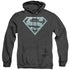 SUPERMAN/CHROME SHIELD - ADULT HEATHER HOODIE - BLACK