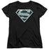 SUPERMAN/CHROME SHIELD - S/S WOMENS TEE - BLACK