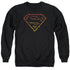 SUPERMAN/FLAME OUTLINED LOGO - ADULT CREWNECK SWEATSHIRT - BLACK