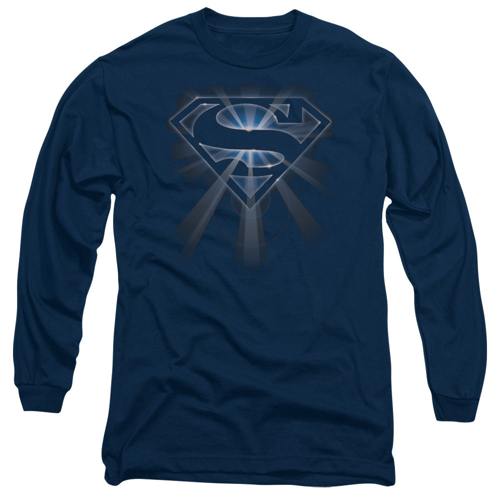 SUPERMAN/GLOWING SHIELD - L/S ADULT 18/1 - NAVY