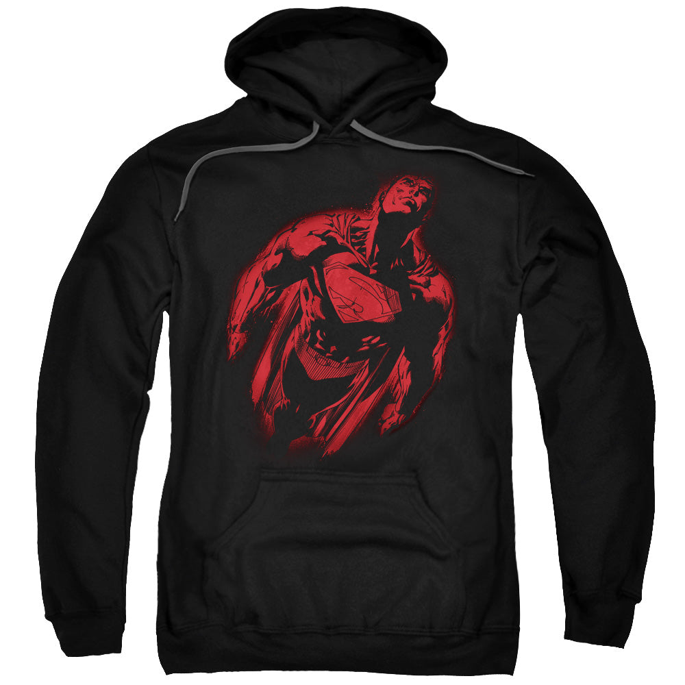 SUPERMAN/SPRAYED SUPES - ADULT PULLOVER HOODIE - BLACK