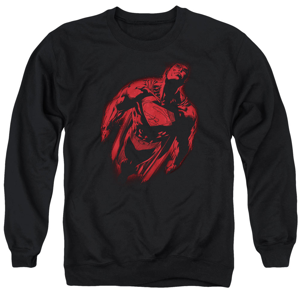 SUPERMAN/SPRAYED SUPES - ADULT CREWNECK SWEATSHIRT - BLACK
