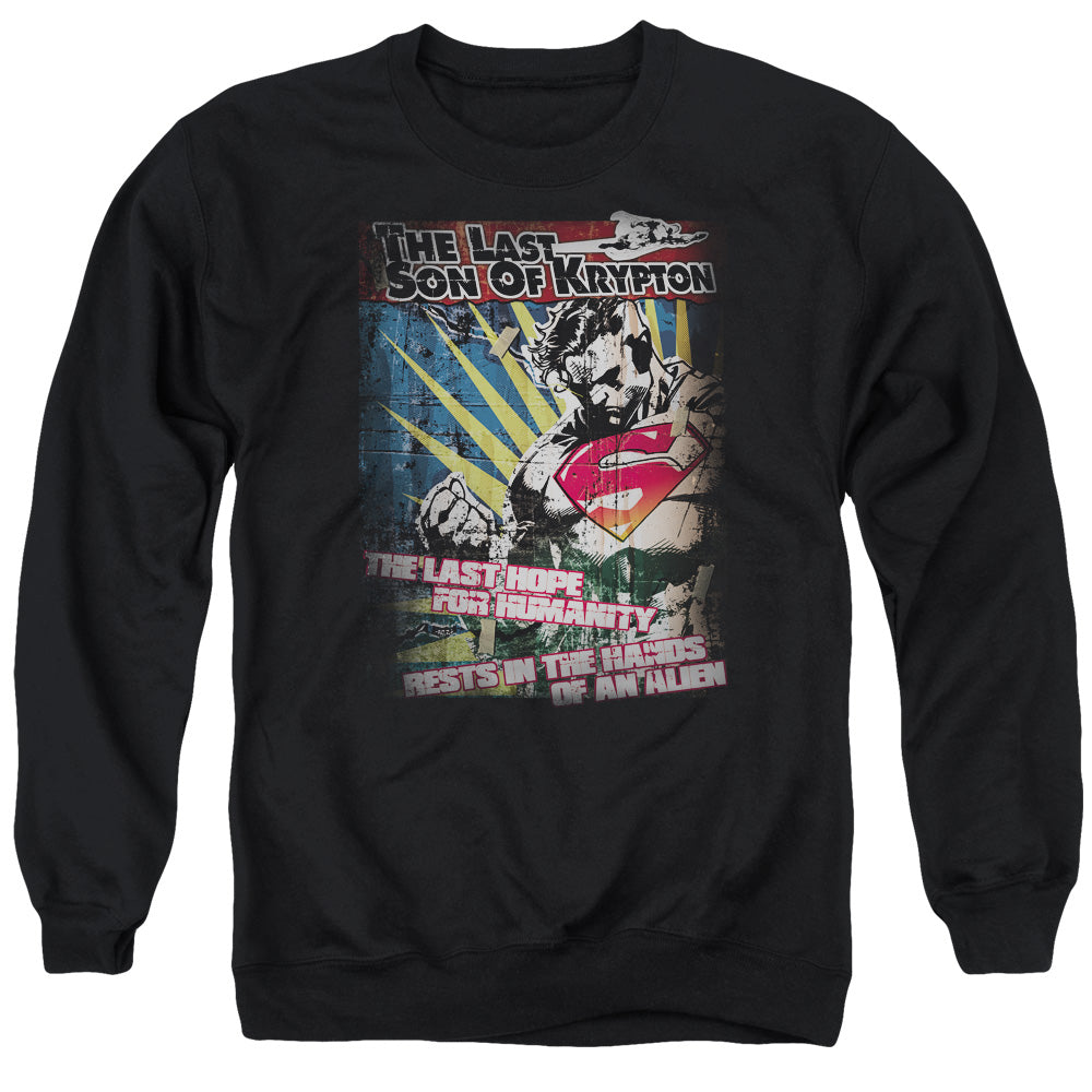 SUPERMAN/LAST HOPE - ADULT CREWNECK SWEATSHIRT - BLACK