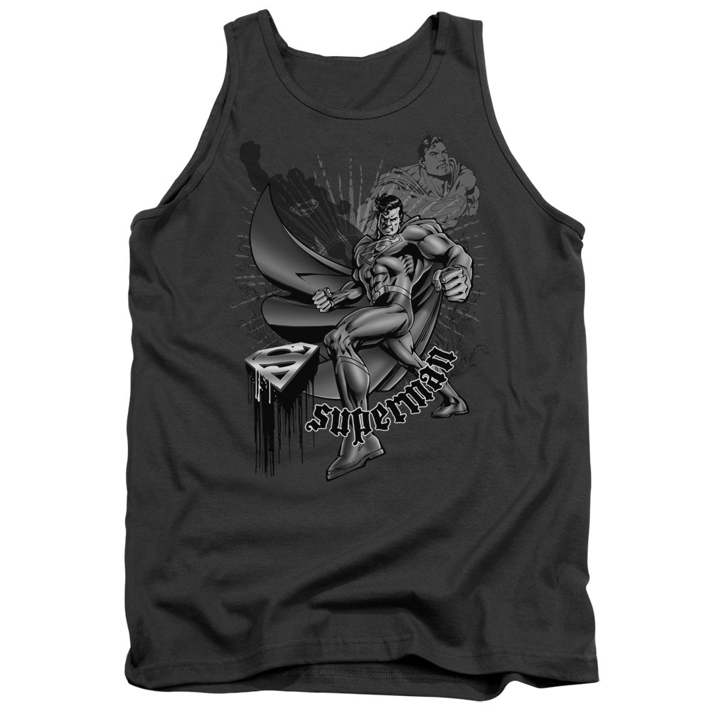 SUPERMAN/FIGHT AND FLIGHT - ADULT TANK - CHARCOAL