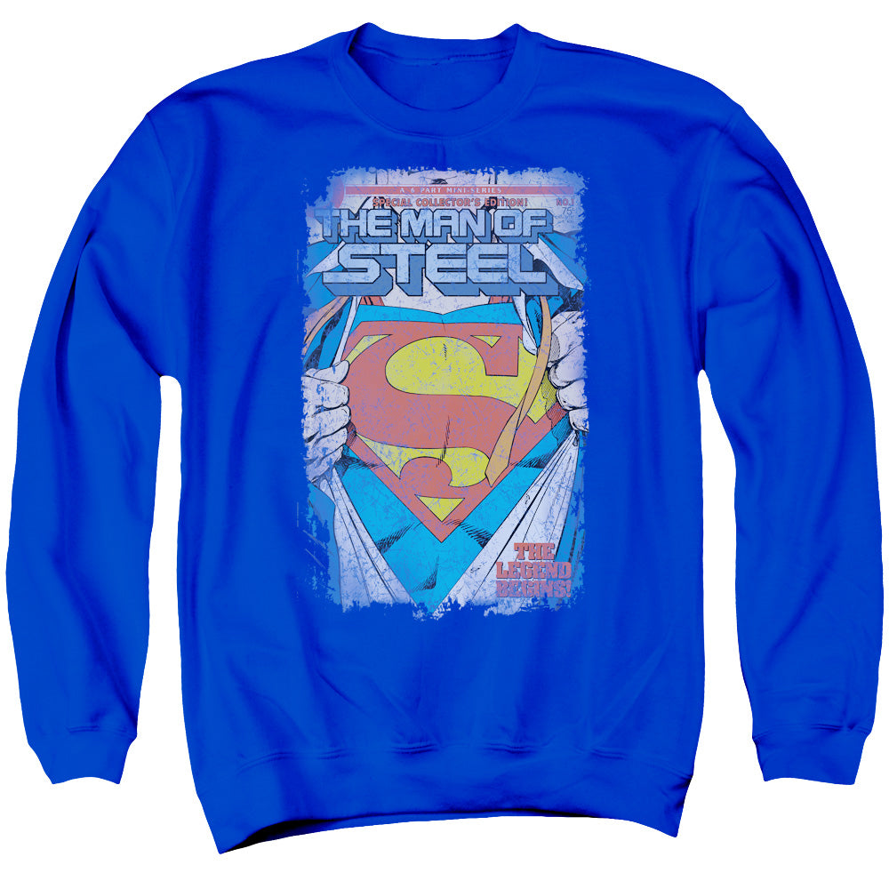 SUPERMAN/LEGENDARY - ADULT CREWNECK SWEATSHIRT - ROYAL BLUE