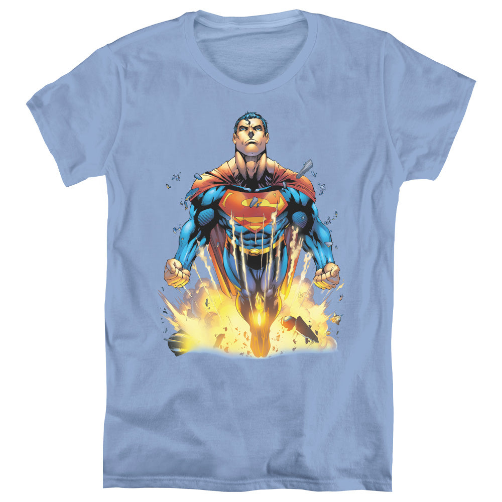 SUPERMAN/#224 COVER - S/S WOMENS TEE - CAROLINA BLUE