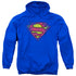 SUPERMAN/DESTROYED SUPES LOGO - ADULT PULLOVER HOODIE - ROYAL BLUE