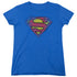 SUPERMAN/DESTROYED SUPES LOGO - S/S WOMENS TEE - ROYAL BLUE