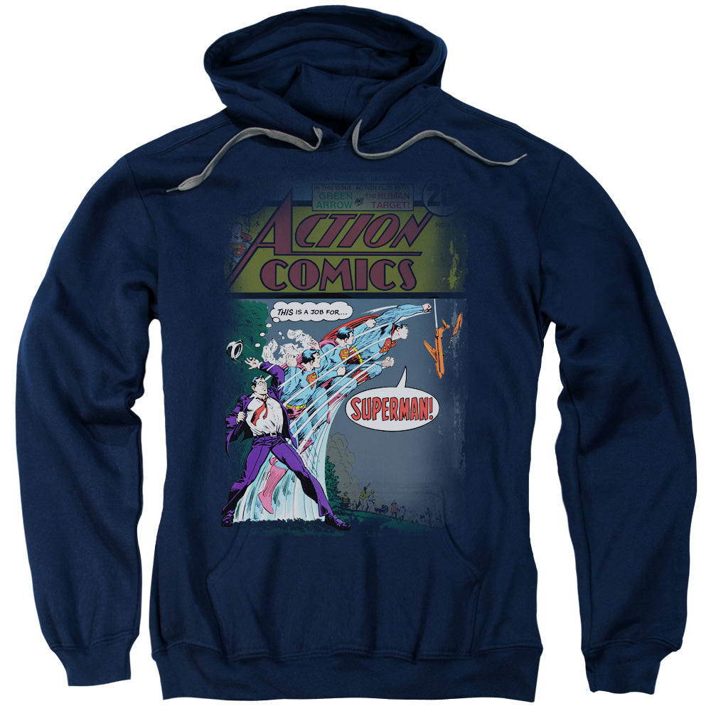 SUPERMAN/QUICK CHANGE - ADULT PULLOVER HOODIE - NAVY