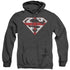 SUPERMAN/ENGLISH SHIELD - ADULT HEATHER HOODIE - BLACK