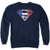 SUPERMAN/FRENCH SHIELD - ADULT CREWNECK SWEATSHIRT - NAVY