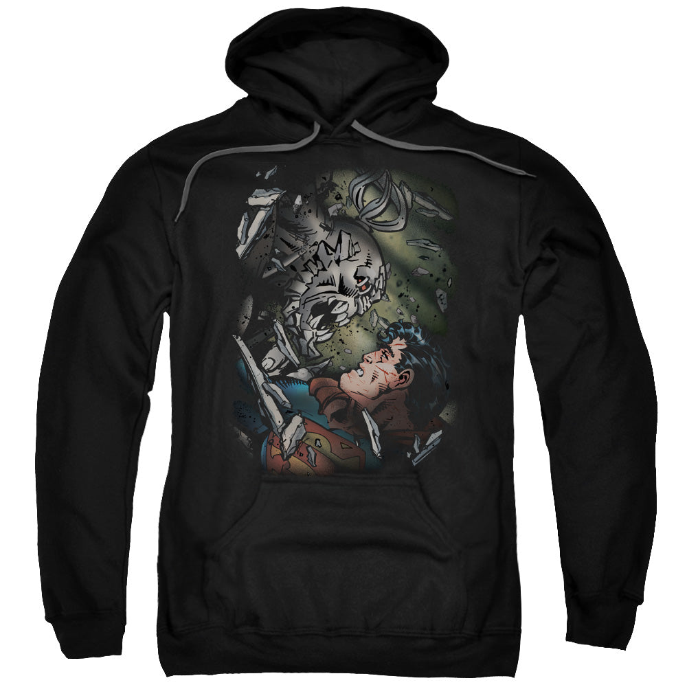 SUPERMAN/EPIC BATTLE - ADULT PULLOVER HOODIE - BLACK
