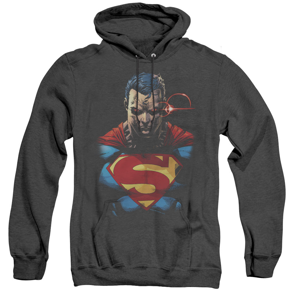 SUPERMAN/DISPLEASED - ADULT HEATHER HOODIE - BLACK