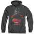 SUPERMAN/HEAT VISION CHARGED - ADULT HEATHER HOODIE - BLACK