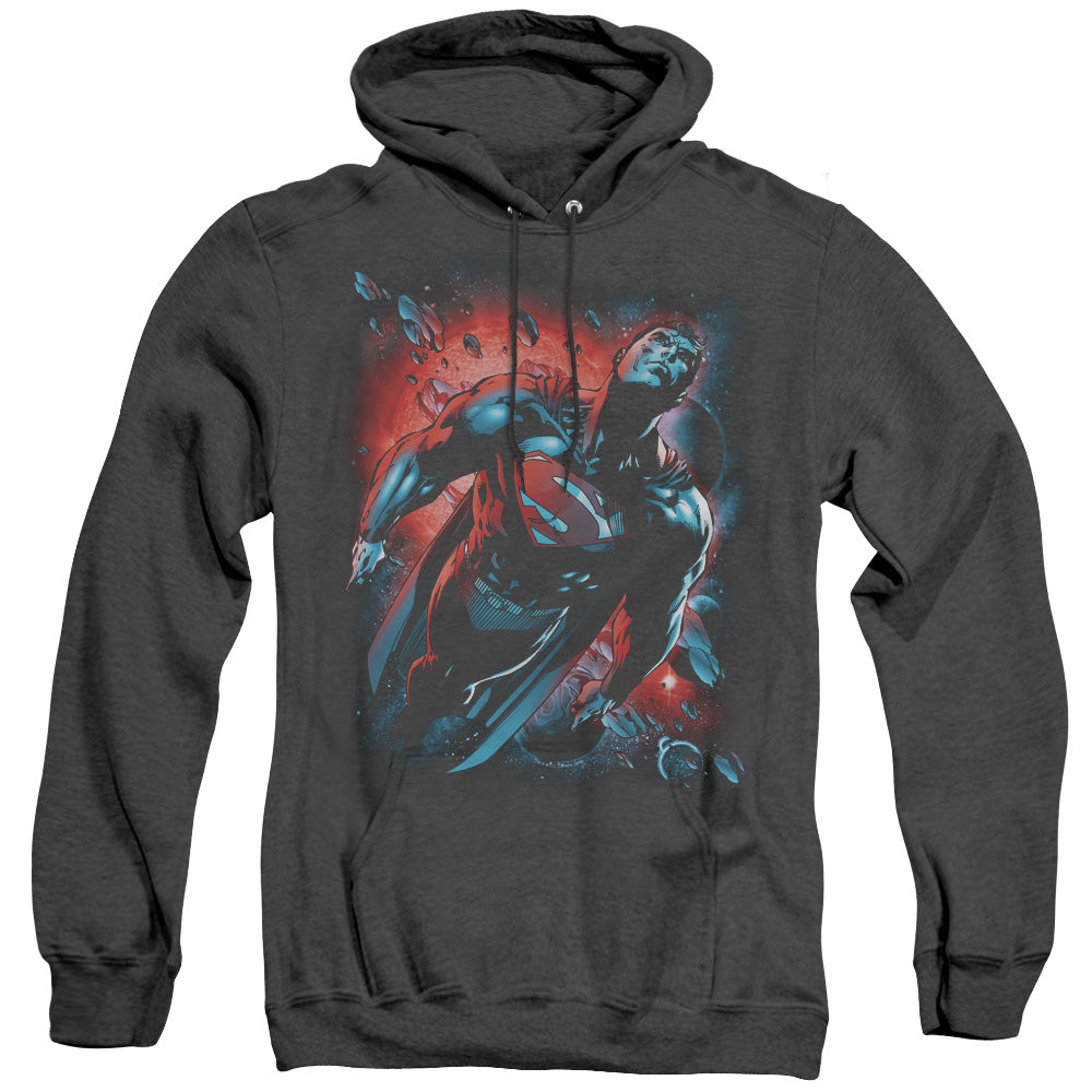 SUPERMAN/RED SUN - ADULT HEATHER HOODIE - BLACK